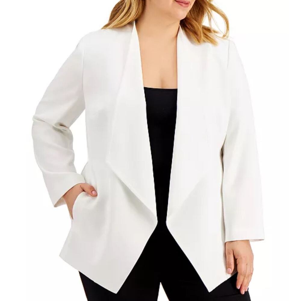 Kasper White Open Front Jacket Sz 1X